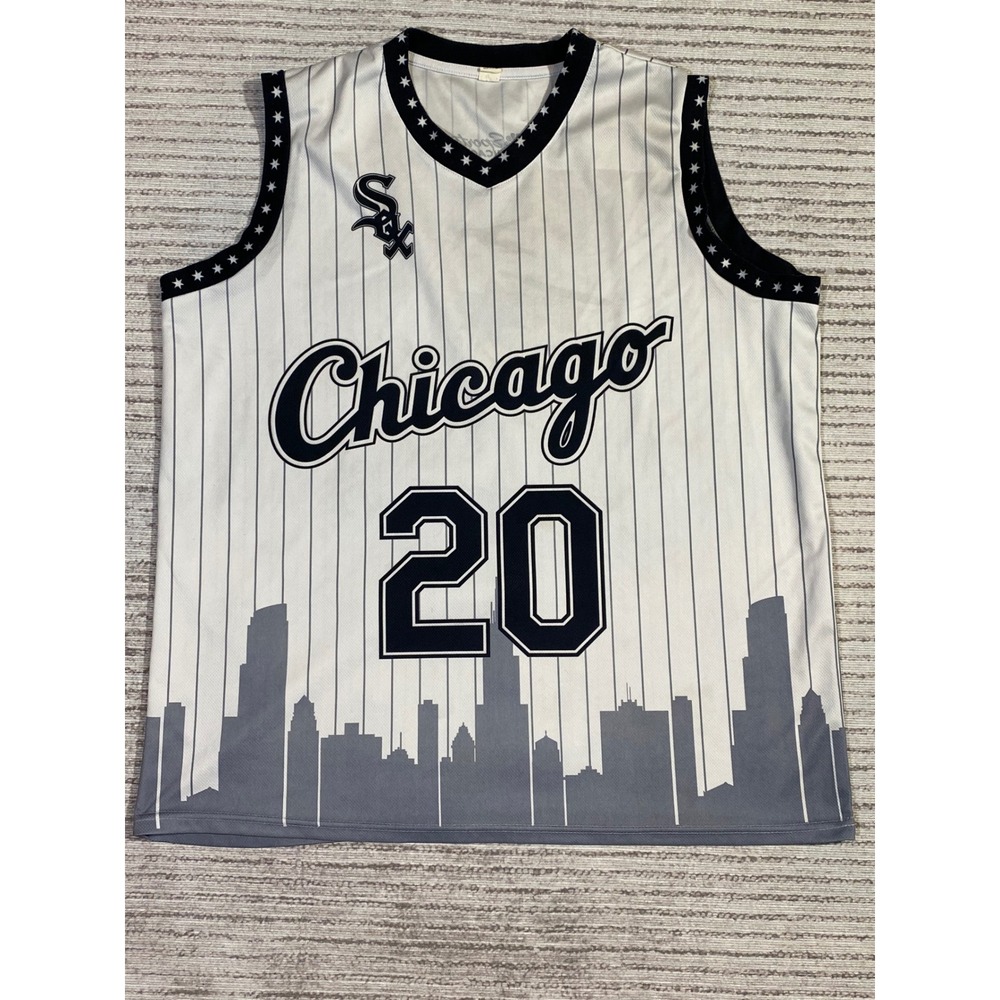 Chicago White Sox Skyline Pinstripe Jersey Mens XL NBC Sports Chicago Number 20